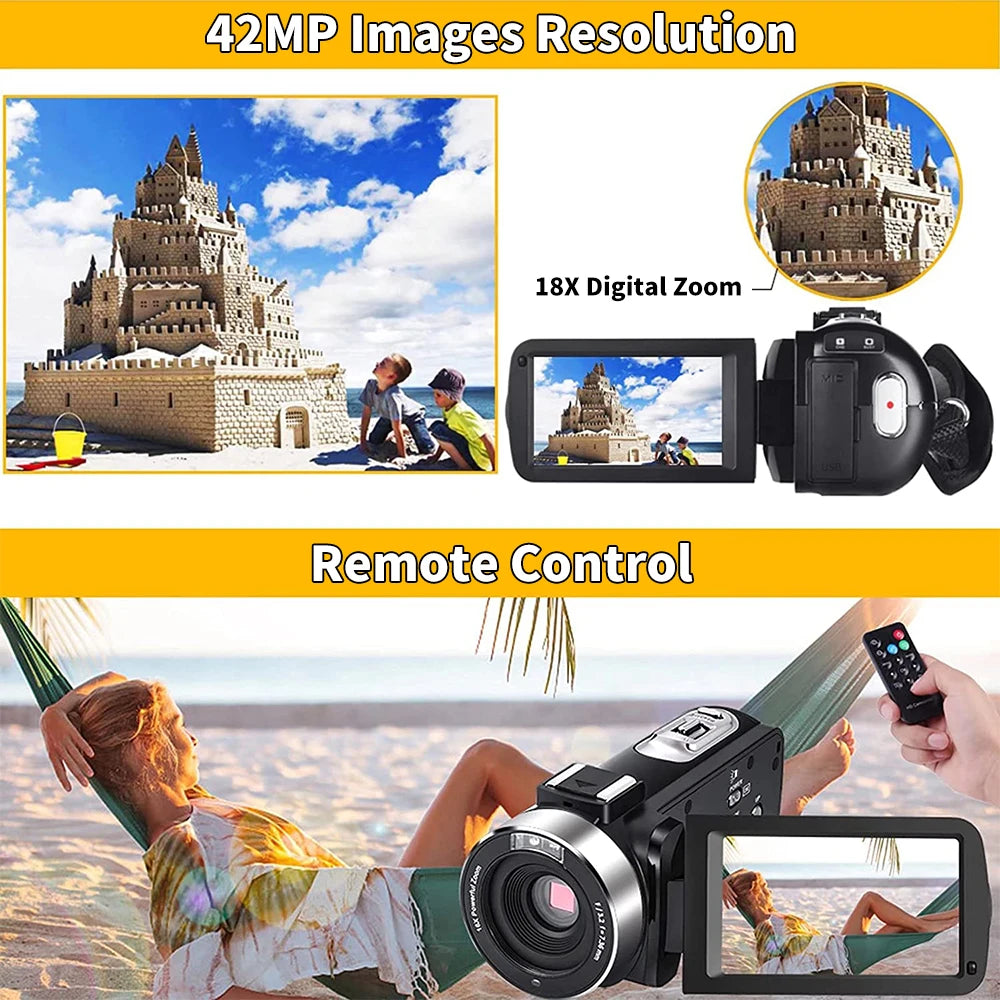 48MP 4K HD Digital Camera 18X Digital Zoom Flash Portable Video Recorder