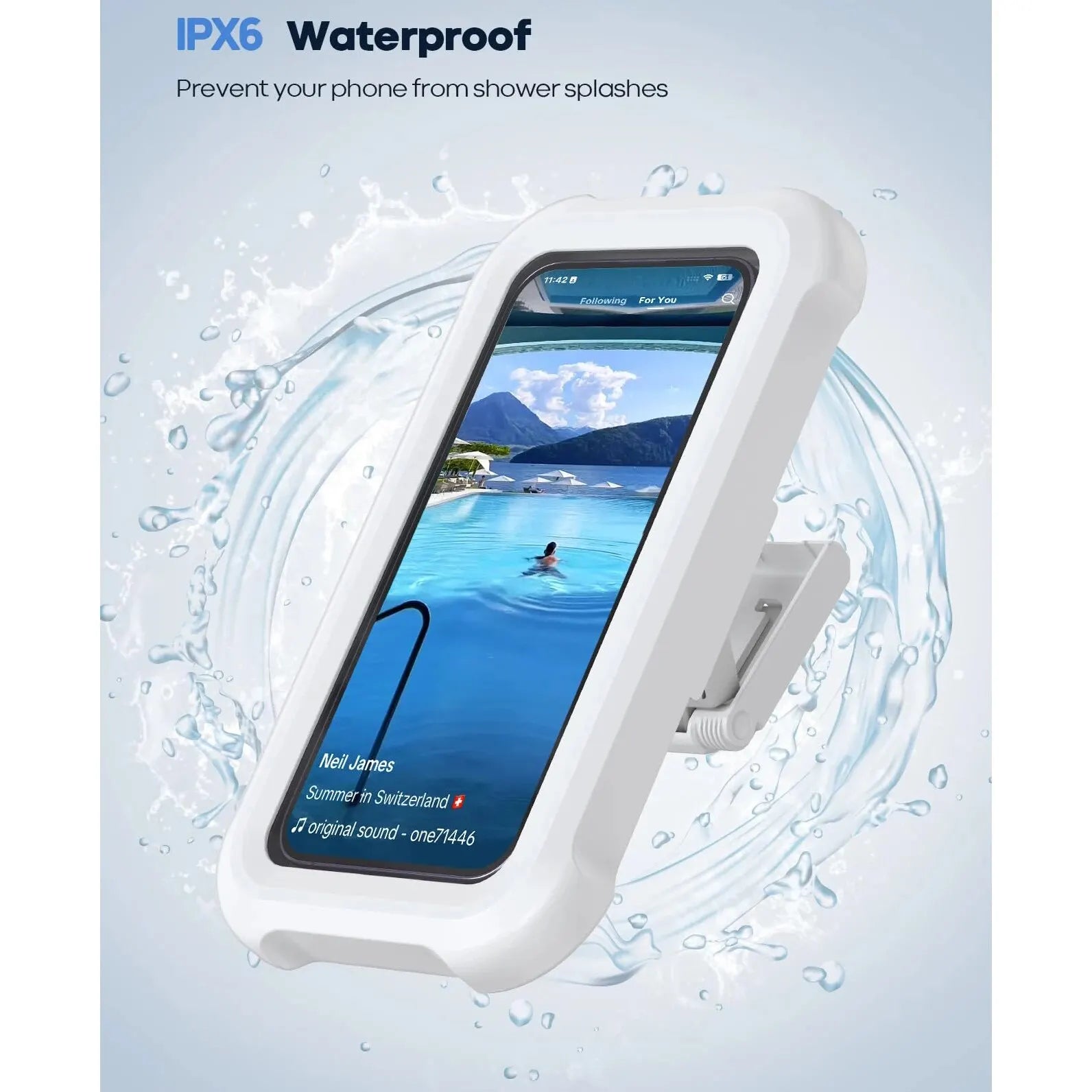 Waterproof Shower Phone Holder Wall Mounted Phone Holder for Bathroom Kitchen