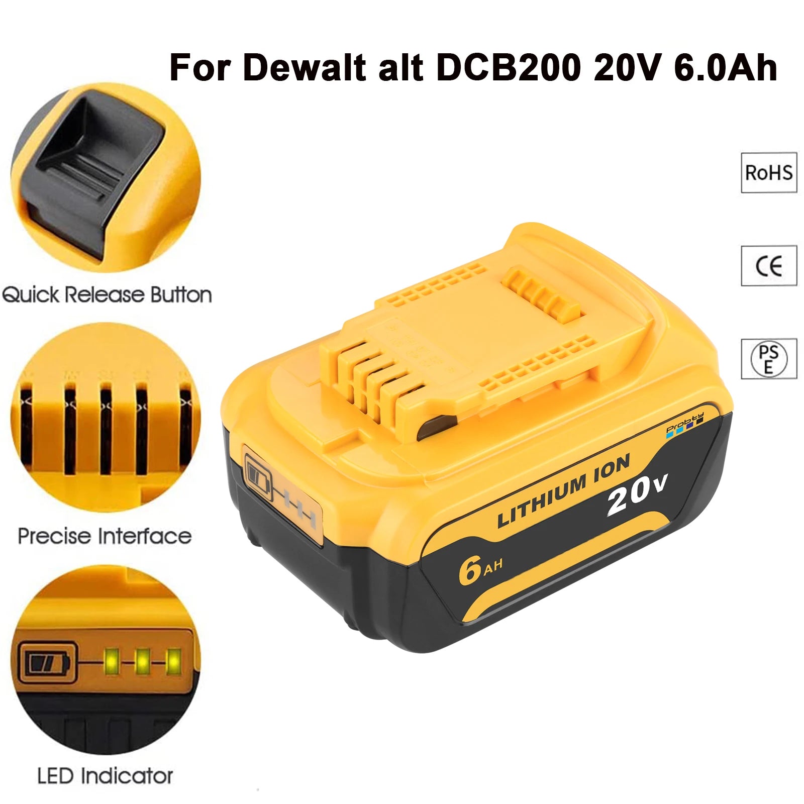 Lithium Replacement Battery for DeWalt Tools DCB184 DCB182 DCB180 DCB181 Battery