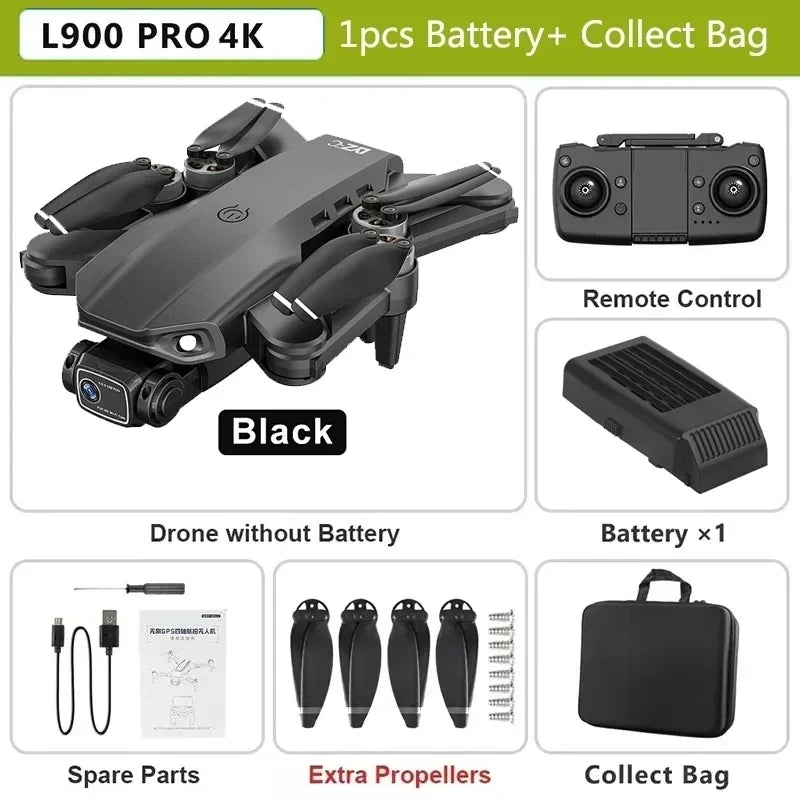 L900 PRO Brushless GPS Folding Drone 4k High Definition Aerial Photography Quadcopter Long Endurance Remote Control Aircraft Toy