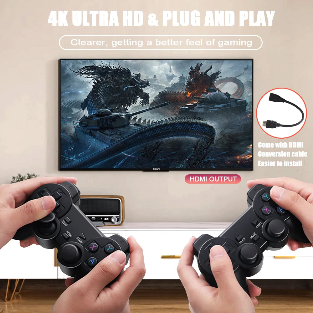 4K HD Video Game Console Double Wireless 2.4G Controller Retro Console Games For PSP