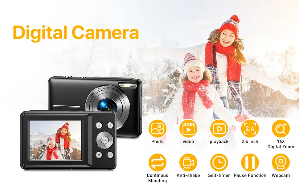 Children's Waterproof Digital Camera 16x Zoom Compact Cameras 1080P