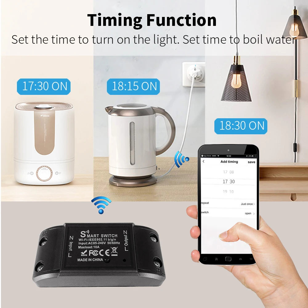 WiFi Smart Switch APP Wireless Controller Universal Breaker Timer With Light Switch