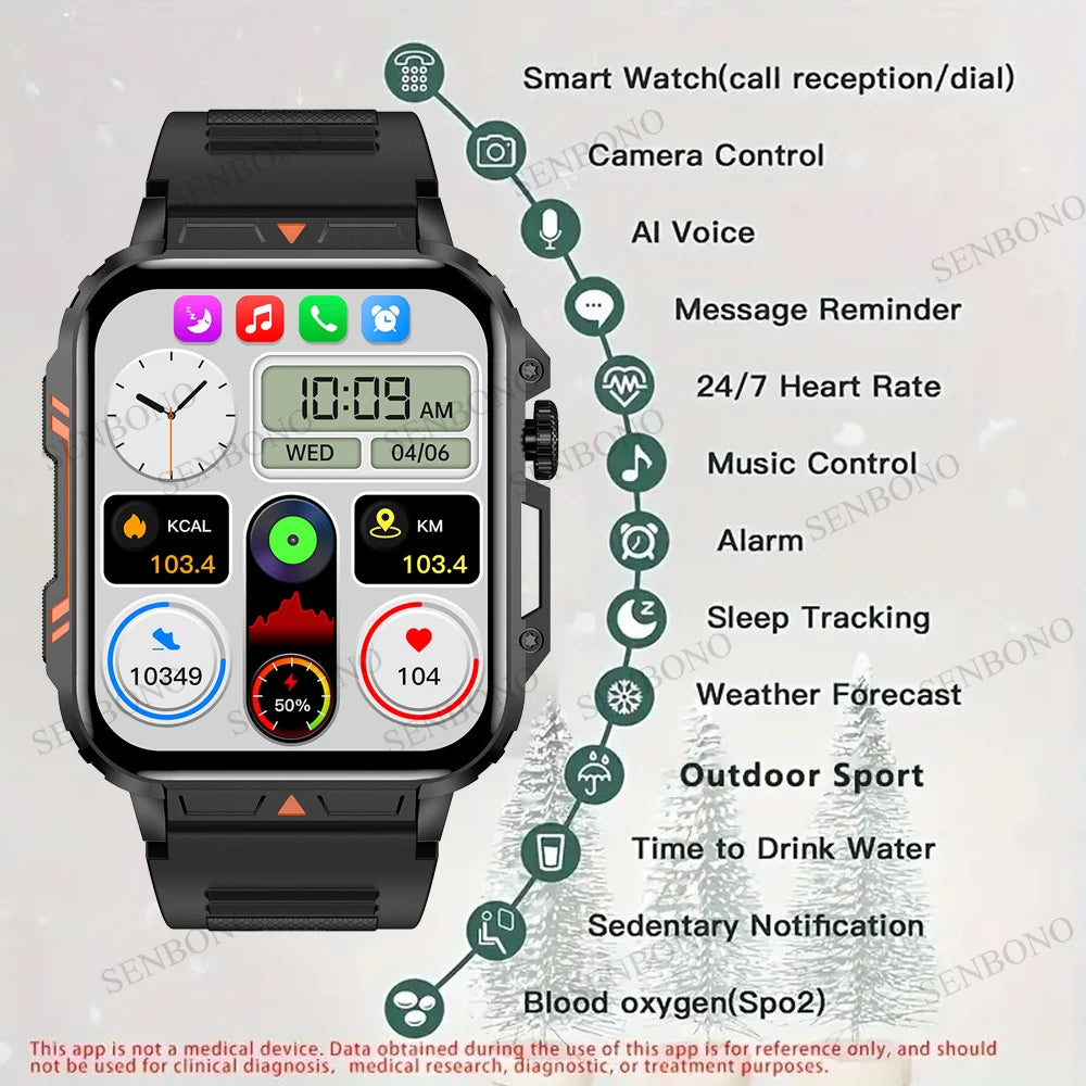 New Men Smart Watch Bluetooth Heart Rate Monitor Sport Modes Smartwatch for Men