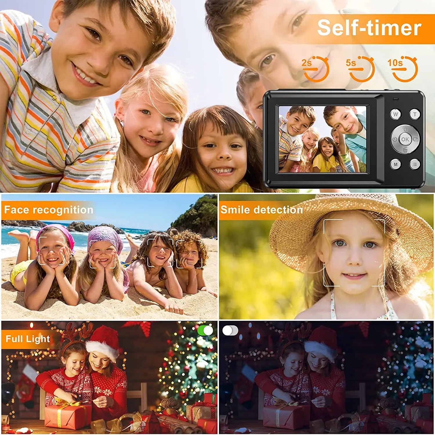 Children's Waterproof Digital Camera 16x Zoom Compact Cameras 1080P