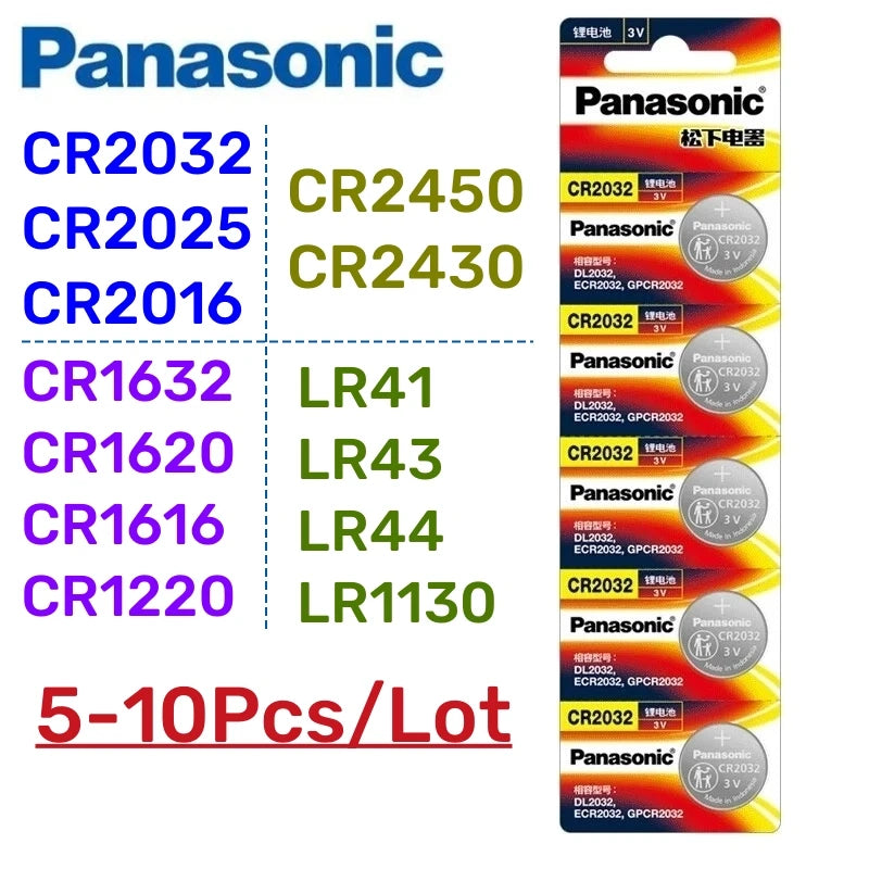 5-10Pcs Original Panasonic Battery CR2032 Li-Ion CR1632 CR1220 CR1616