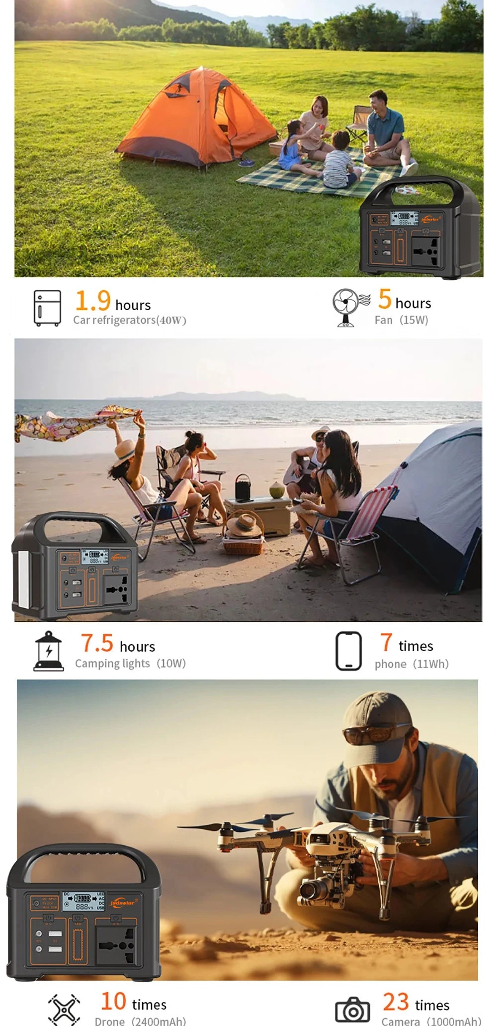 100W Portable Power Station Solar Powered Generator for Camping 24000mAh LiFePO4