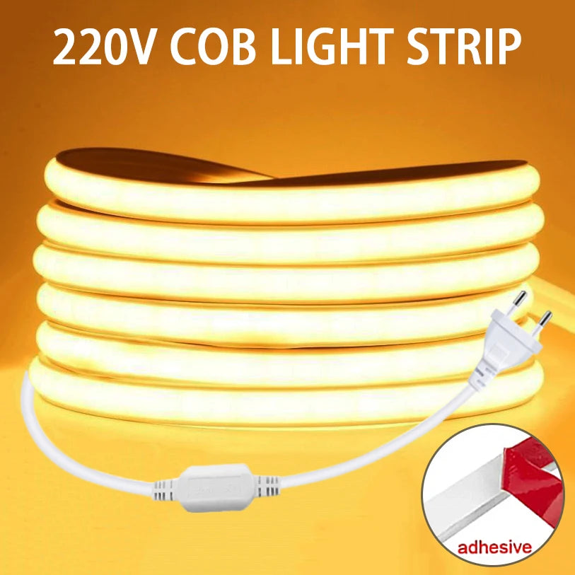 220v Outdoor Garden LED Strip Lights COB Led Strip for Room Waterproof