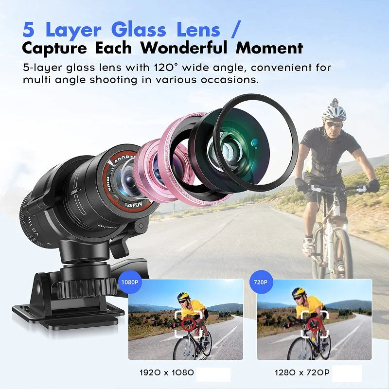 Action Sports Camera Helmet 1080P Video Ideal for Bike, Cycle, Motorcycle