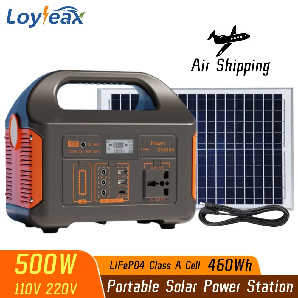 500W Portable Solar Generator for Camping LED Light Solar Power Bank for Camping