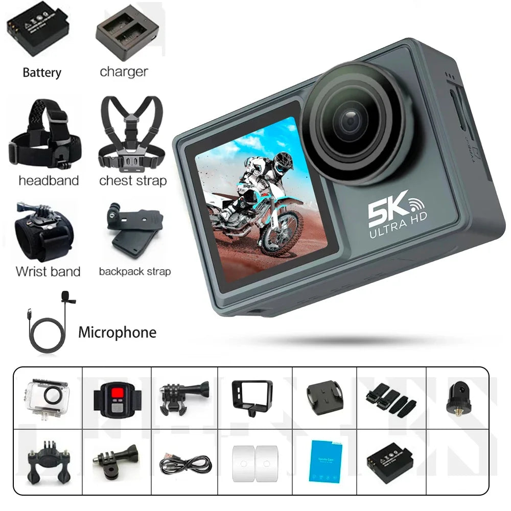 Best Budget Action Camera 5K 4K 60FPS WiFi Waterproof Sport Camera