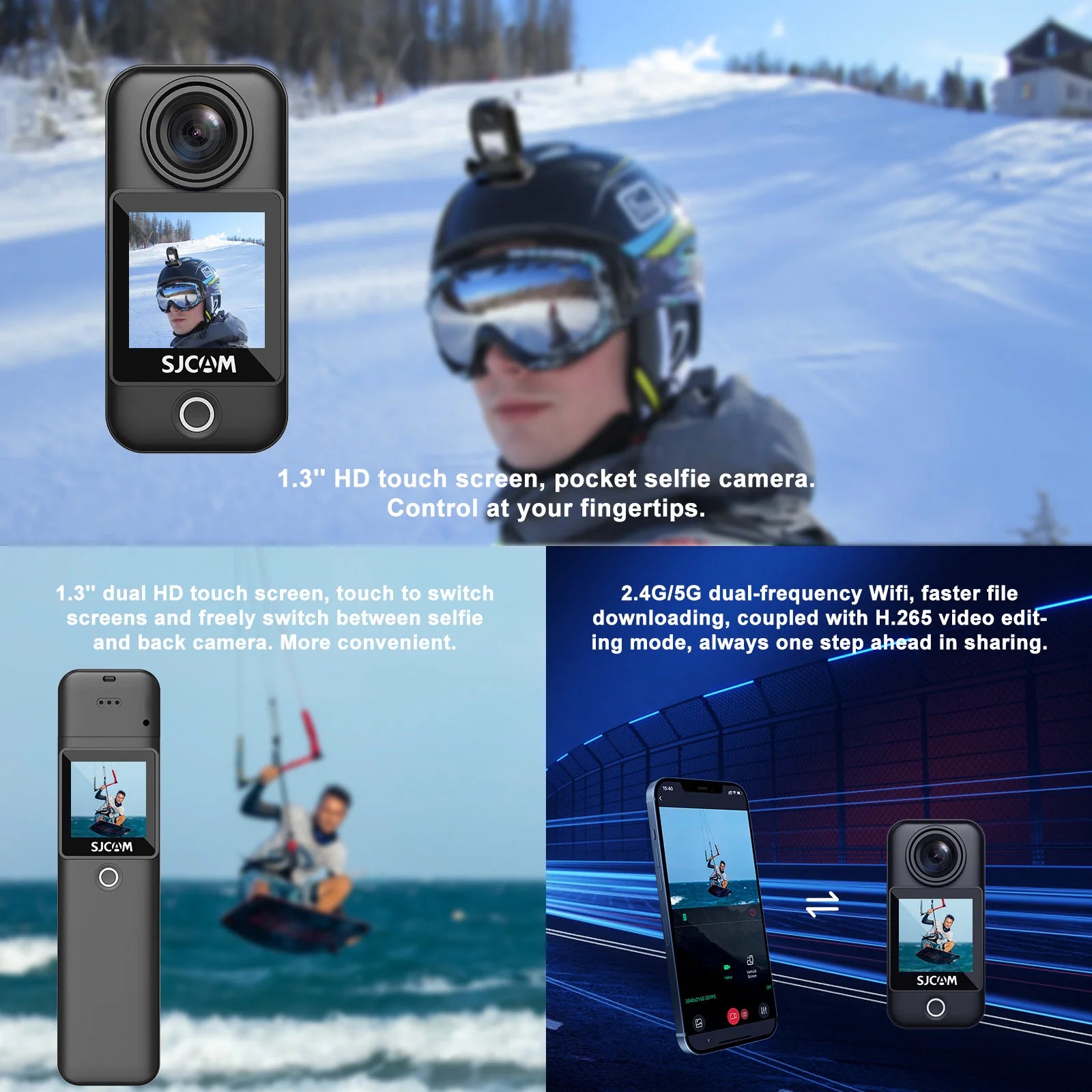 Pocket Action Camera 4K FHD 30M Waterproof 5G WiFi Camera Sport Action Cam