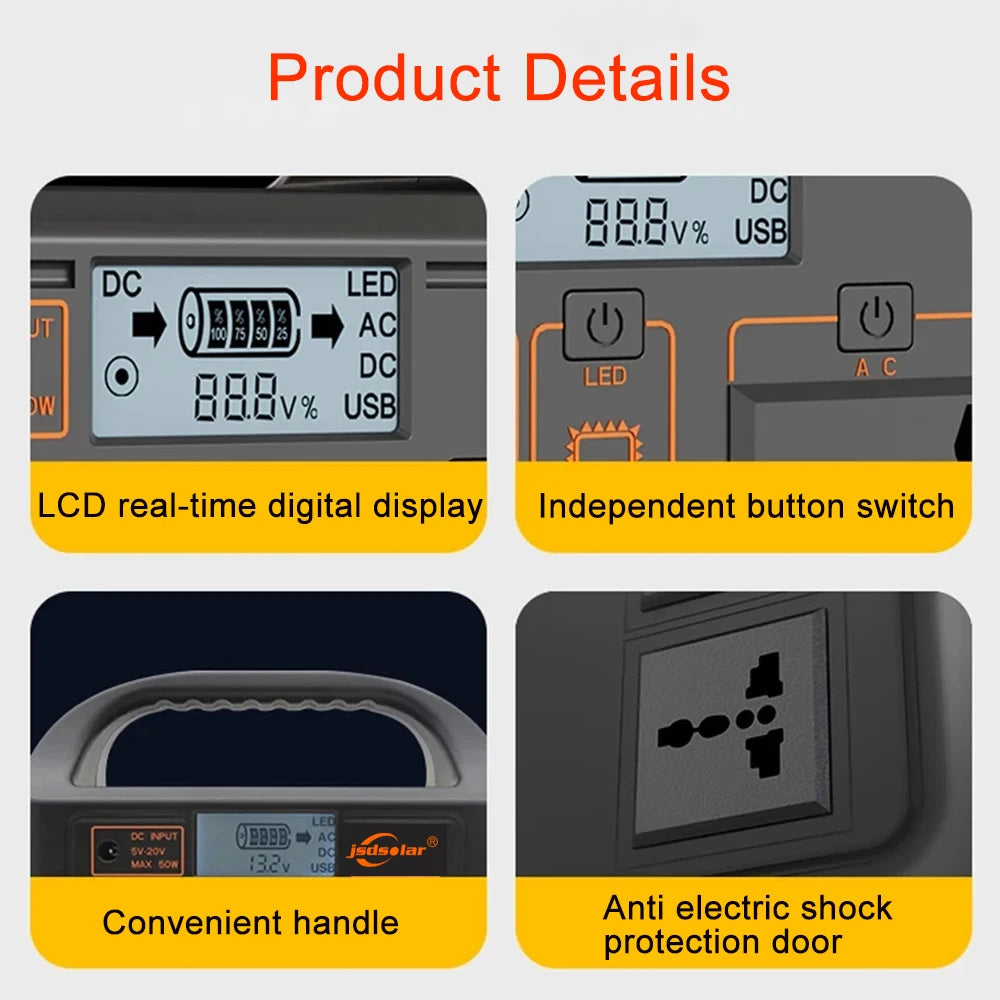 100W Portable Power Station Solar Powered Generator for Camping 24000mAh LiFePO4