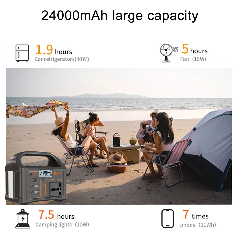 100W Portable Power Station Solar Powered Generator for Camping 24000mAh LiFePO4