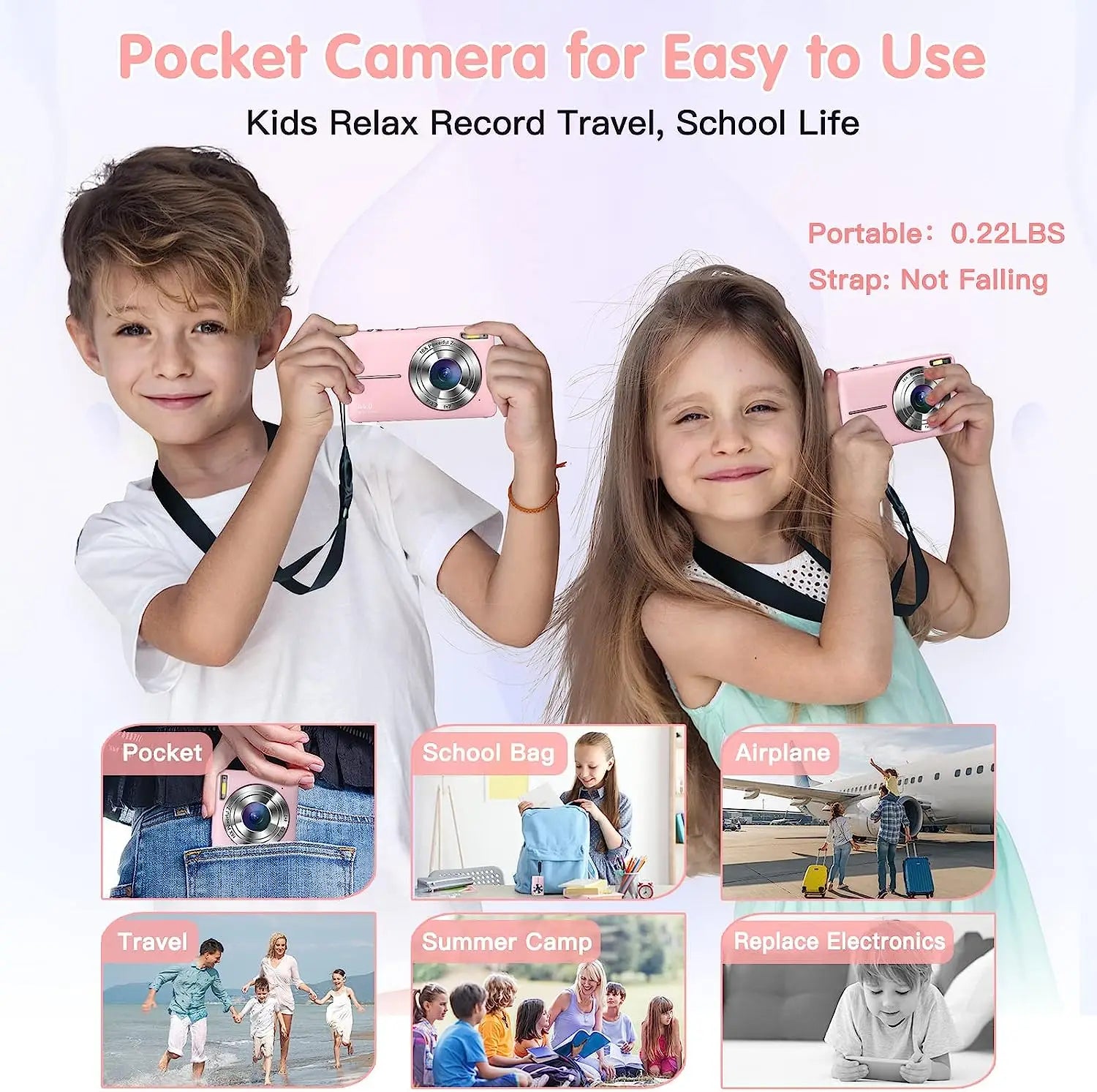 Children's Waterproof Digital Camera 16x Zoom Compact Cameras 1080P