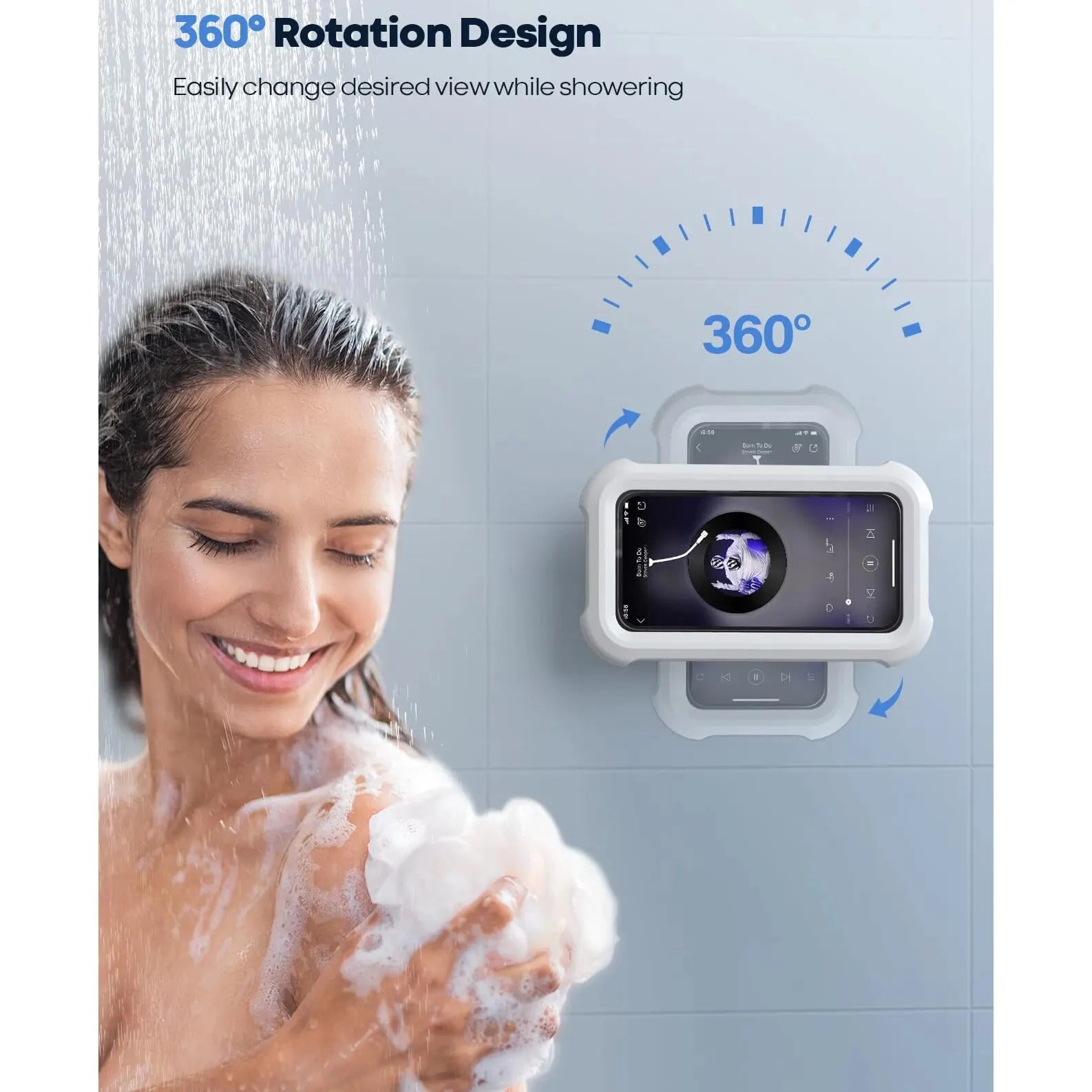 Waterproof Shower Phone Holder Wall Mounted Phone Holder for Bathroom Kitchen