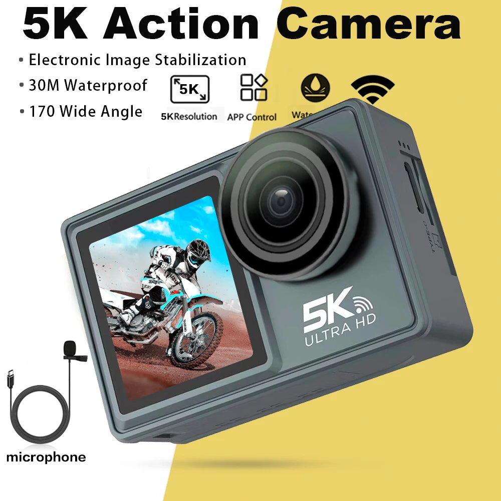 Best Budget Action Camera 5K 4K 60FPS WiFi Waterproof Sport Camera