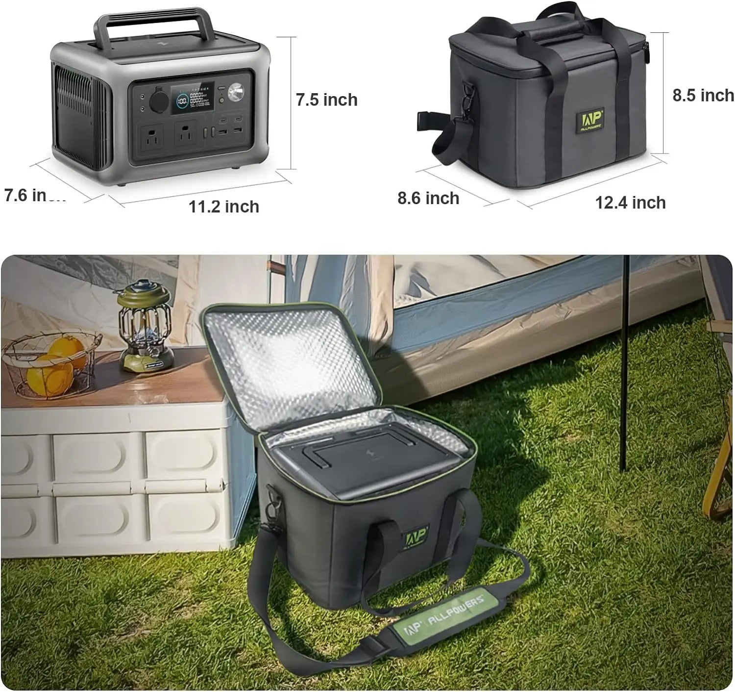 Portable Carry Bag for Camping Portable Power Station with Waterproof Compartment