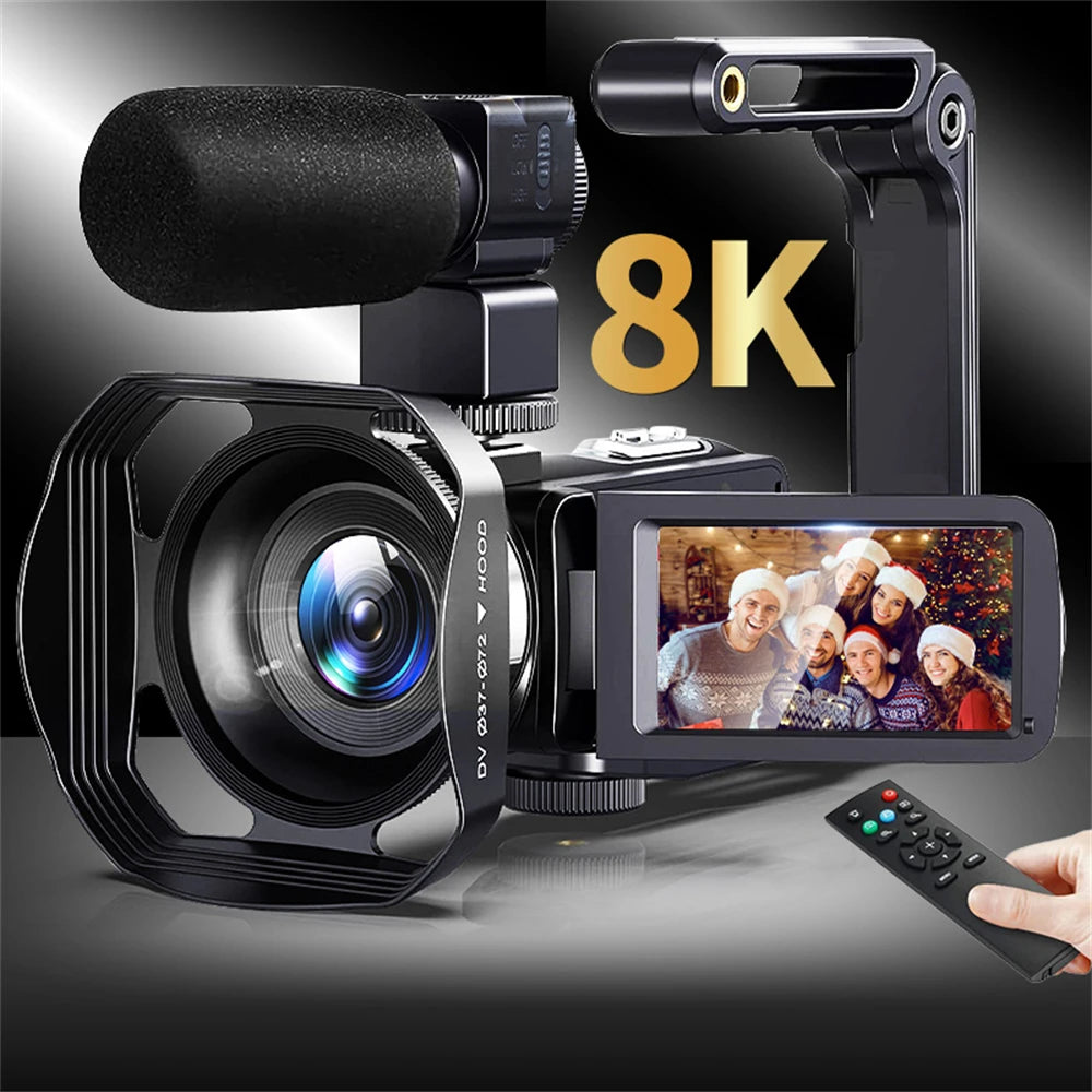 8K Professional Video Camera 18x Digital Zoom Camera Ultra HD WIFI Portable Recording