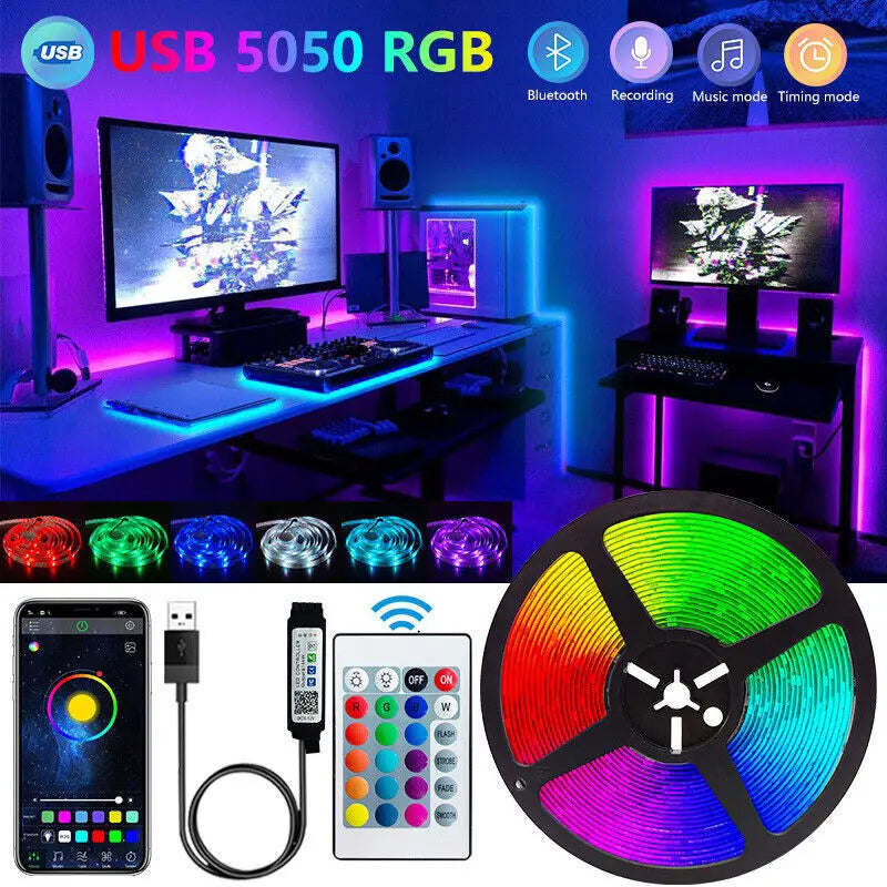 Best Bluetooth LED Strip Lights Smart Remote Control TV Backlights Home Decor