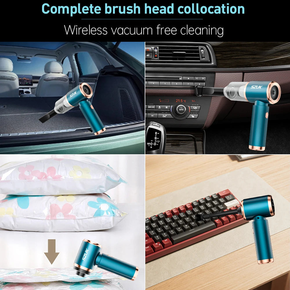 Mini Car Vacuum Cleaner Wireless Powerful Portable Cleaning Machine Handheld for Car