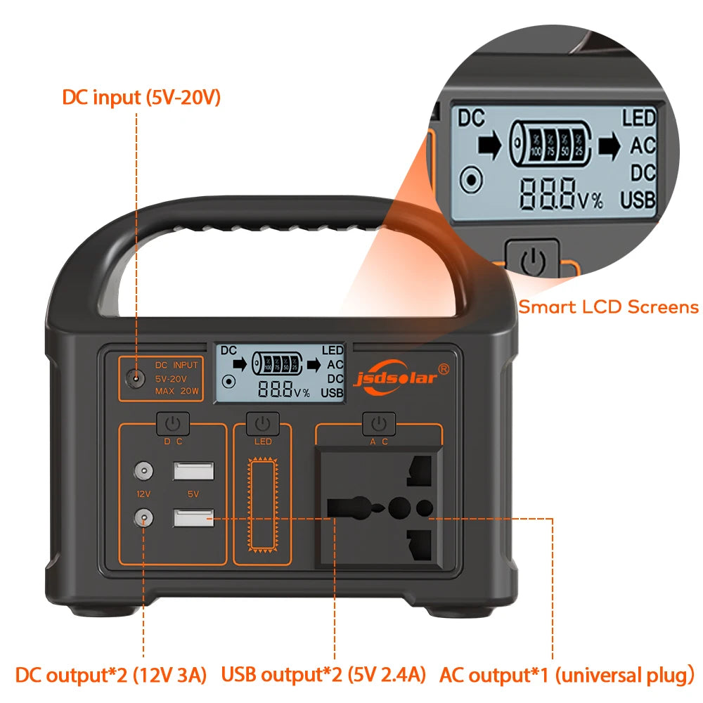 100W Portable Power Station Solar Powered Generator for Camping 24000mAh LiFePO4