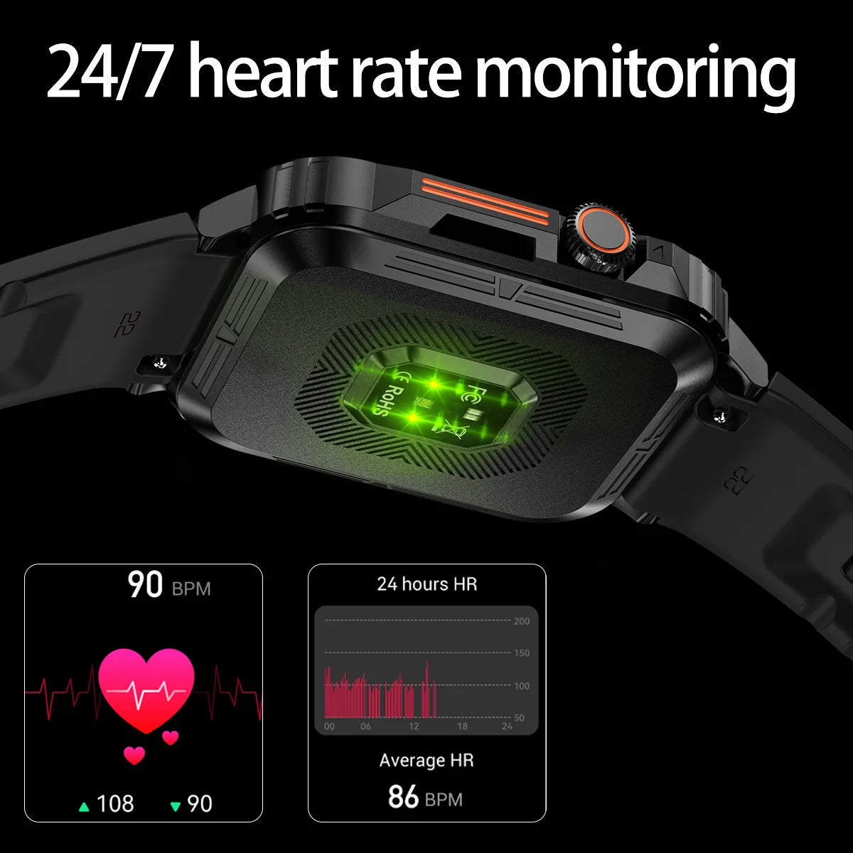 New Men Smart Watch Bluetooth Heart Rate Monitor Sport Modes Smartwatch for Men