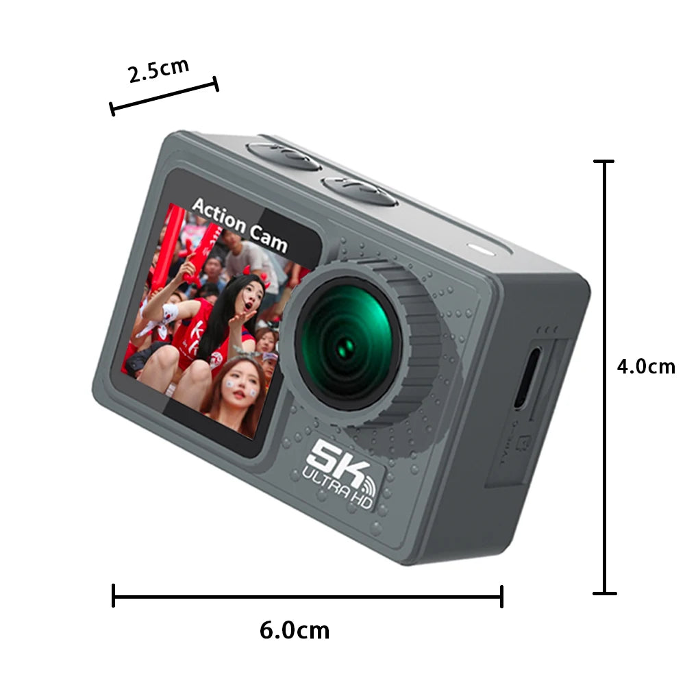 5K 4K Waterproof Sports Action Camera Dual Screen 30m Waterproof Sport Camera