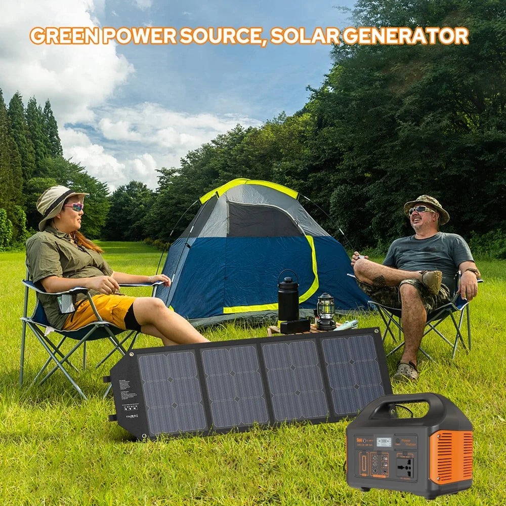 500W Portable Solar Generator for Camping LED Light Solar Power Bank for Camping