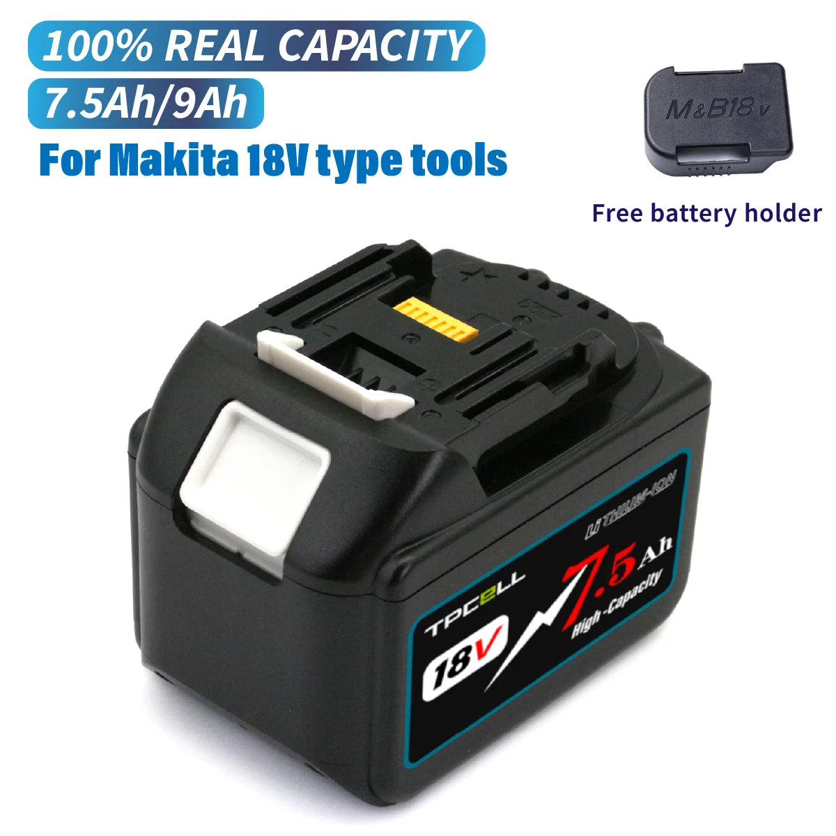 TPCELL 18V 7.5AH/9AH For Makita 18V Battery Power Tools Li-ion Replacement LXT BL1850 BL1840 for 18 V Screwdriver with bms