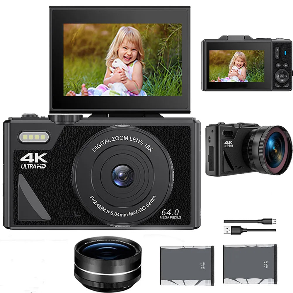 64MP Best Digital Camera for Photography 4K Video 18X Digital Zoom Camera