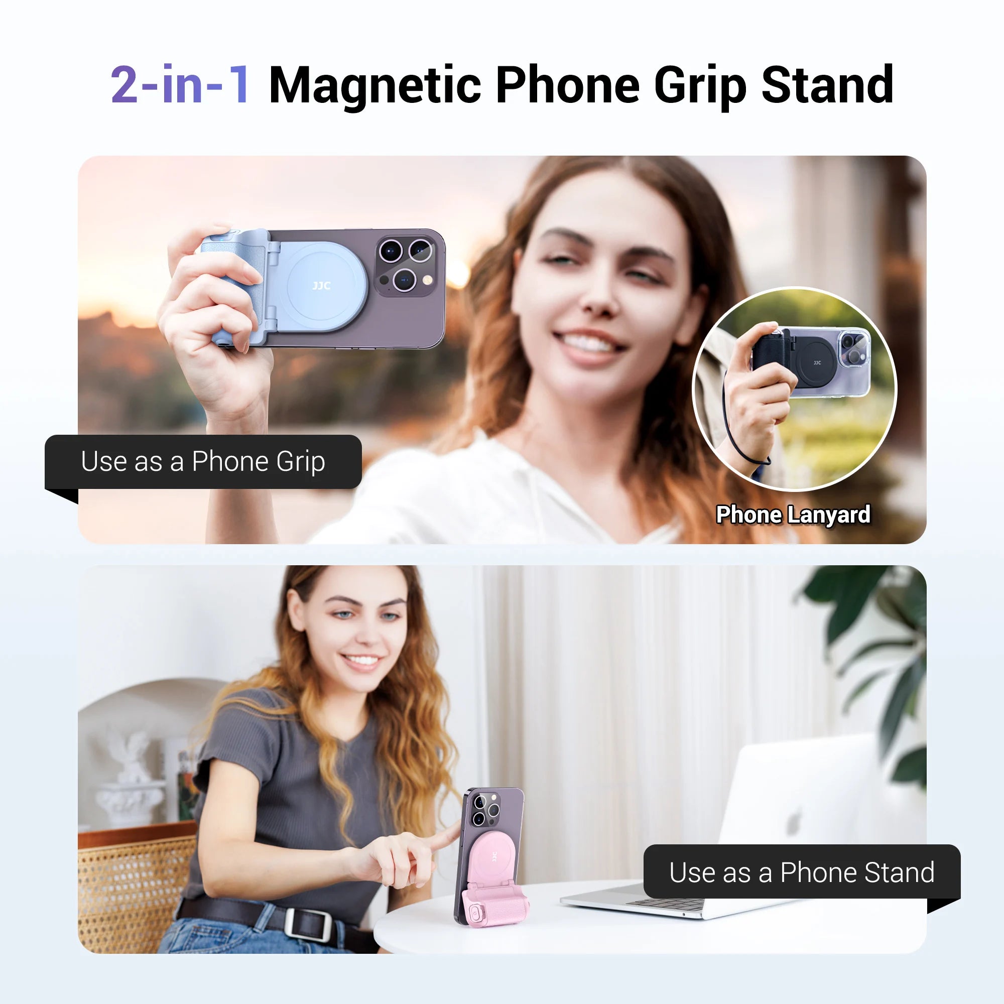 Magnetic Phone Grip And Extendable Tripod phone Grip Handle Holder with Remote Shutter for iPhone