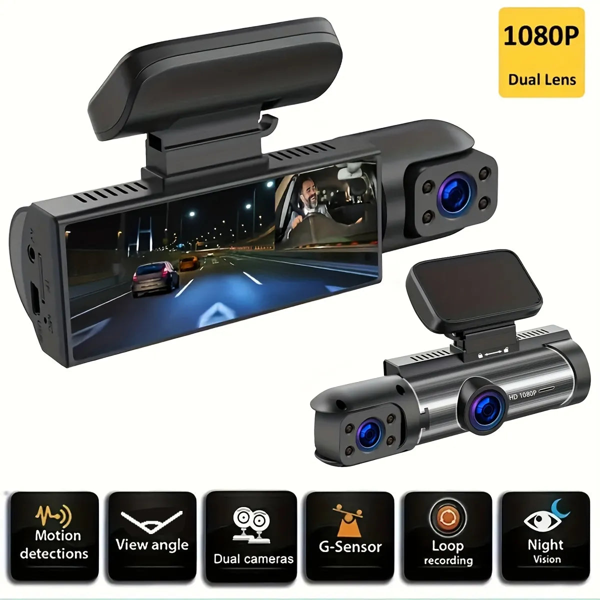 Best Dash Cam for Car 1080P dual camera with IR Night Vision Car DVR Camera