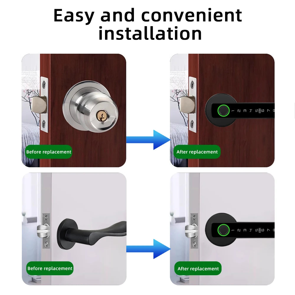 Smart Fingerprint Door Lock Electronic Lock with Password/Key/Card/APP Unlock