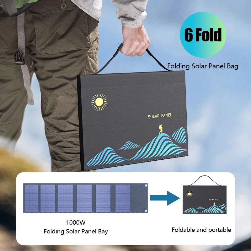 1000W Solar Panel Portable Folding Bag Outdoor Power Supply for Home