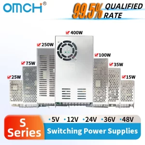 OMCH S Series Switching Power Supply 15/25/35/50/60/75/100/120/145/150/200/201/250/300/350/400W 5V/12V/24V/36V/48V AC to DC SPMS