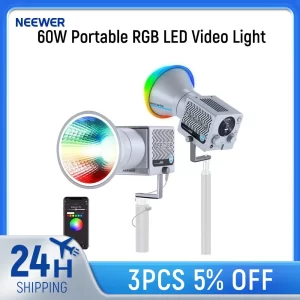 NEEWER 60W Portable RGB LED Video Light Handheld Fill Light, APP/2.4G/Panel Control 18 Scenes 2700-6500K CRI97+ Dimmable COB