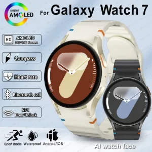For Galaxy Watch 7 Smart Watch Men Women AMOLED HD Screen Compass Heart Rate Fitness Sport Waterproof Bluetooth Call Smartwatch