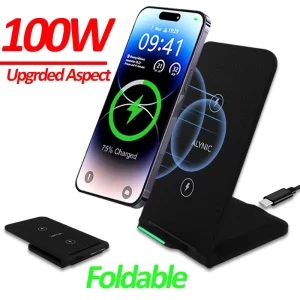 100W Wireless Charger Desktop Foldable Phone Charger Pad For iPhone 16 15 14 13 12 Pro Max Samsung S24 S23 Fast Charging Station