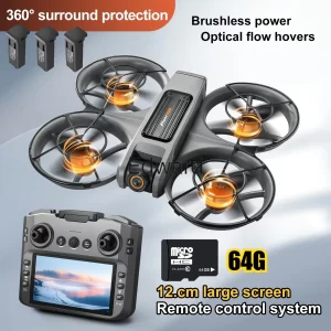 Original large screen control brushless motor optical flow positioning drone multi battery comes with a64GB storage card asagift