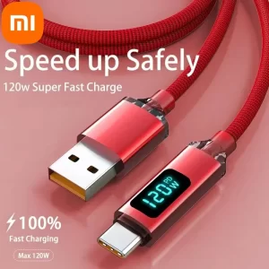 Xiaomi 120w Cable USB A To Type C Super Fast Charging Cable Digital Display For Huawei Oppo Oneplus Poco Redmi Data Cable 2025