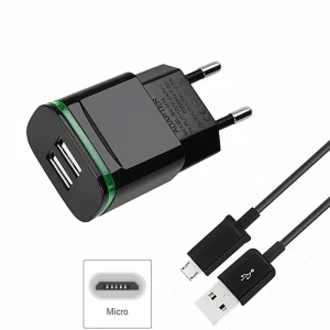 LED Light Dual USB Charger 2A Safe Fast Charging Adapter + V8 Cable for xiaomi redmi 4X note 4X 5 plus 5 6 redmi 4a 5A redmi 3s