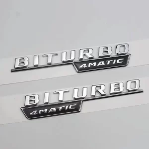Chrome " BITURBO 4MATIC " Plastic Car Trunk Fender Letters Emblems Decal Sticker for Mercedes Benz AMG